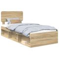 vidaXL Rám postele Sonoma dub 90 x 200 cm Masívne borovicové drevo