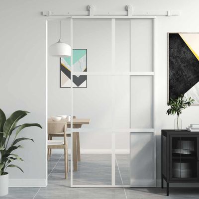 vidaXL Posuvné dvere biele 102,5x205 cm tvrdené sklo a hliník