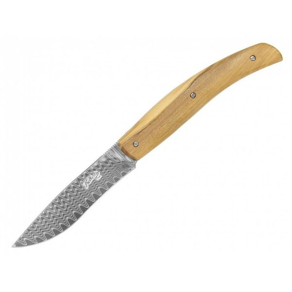 Herbertz 53022 Damast Olive vreckový nôž 8,5cm, damašek, olivové drevo