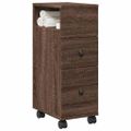 vidXL Úzka kúpeľňová skrinka s kolieskami hnedý dub kompozitné drevo