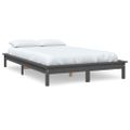 vidaXL Posteľný rám sivý 135x190 cm borovicový masív dvojlôžko