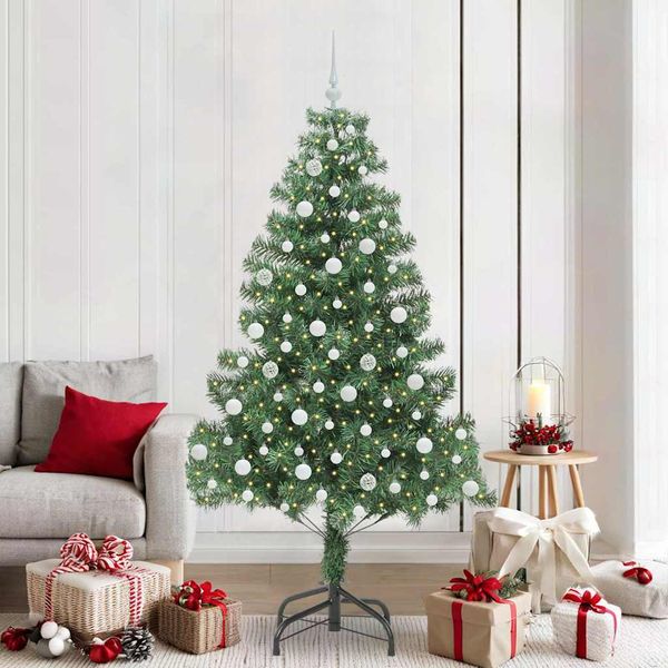 vidaXL Vianočný stromček s 300 LED-i so stojanom Zelená 210 cm PVC