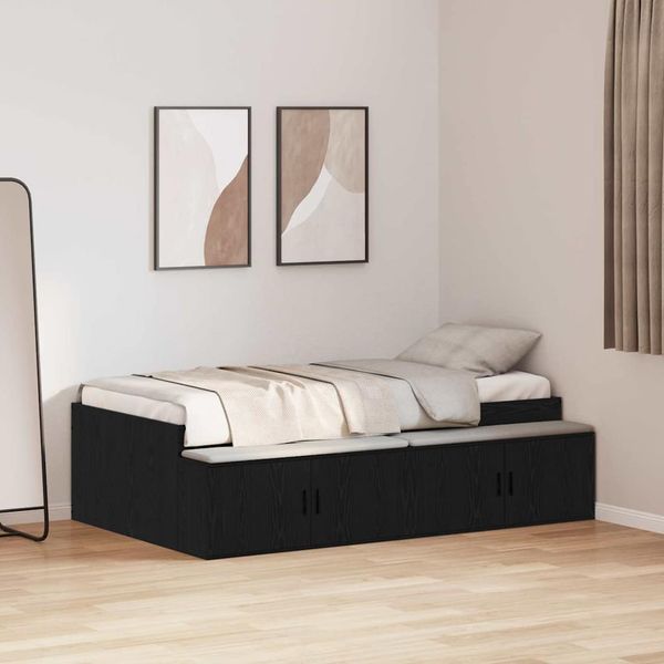 vidaXL Rám postele so zásuvkou Čierny dub 90 x 200 cm Kompozitné drevo