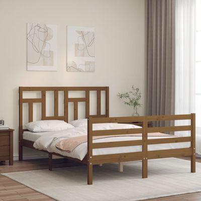 vidaXL Posteľný rám s čelom medovohnedý 140x200 cm masívne drevo