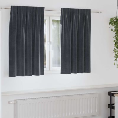 vidaXL Zatemňovacie závesy 2 pcs Tmavo šedá 140 x 140 cm Zamat
