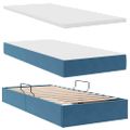 vidaXL Postel s úložným prostorem a matrací Tmavomodrá 90 x 200 cm