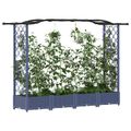 vidaXL Vyvýšený záhon s mriežkou a strechou Sivá 207 x 40 x 123 cm PP
