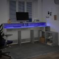 vidaXL Stôl s LED svetlami betónovo sivý 200x104x91cm kompozitné drevo