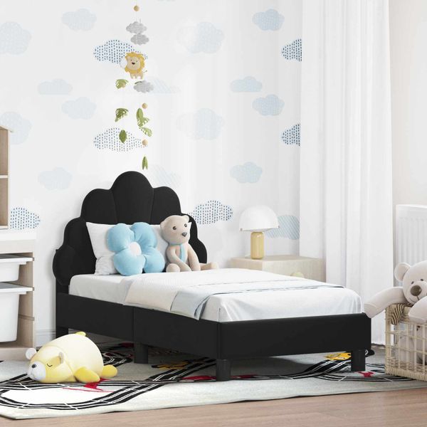 vidaXL Rám detskej postele s čelom Čierna 70 x 140 cm Zamat