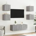 vidaXL 6-dielne TV nástenné skrinky s LED sivé sonoma kompozitné drevo