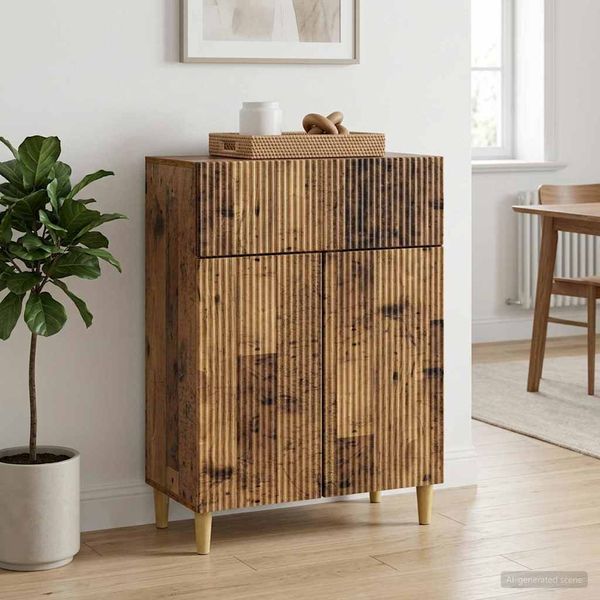 vidaXL Servírovacia skriňa so zásuvkou Staré drevo 66 x 34,5 x 90 cm