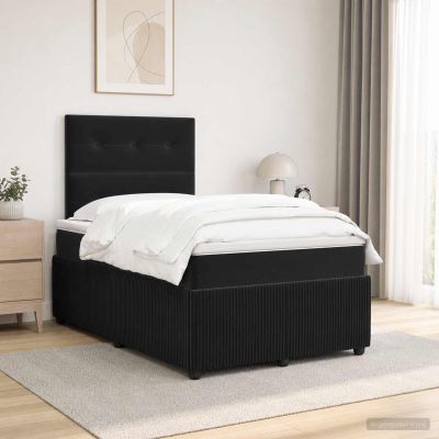 vidaXL LED boxspring posteľ s matracom Čierna 120 x 190 cm Zamat
