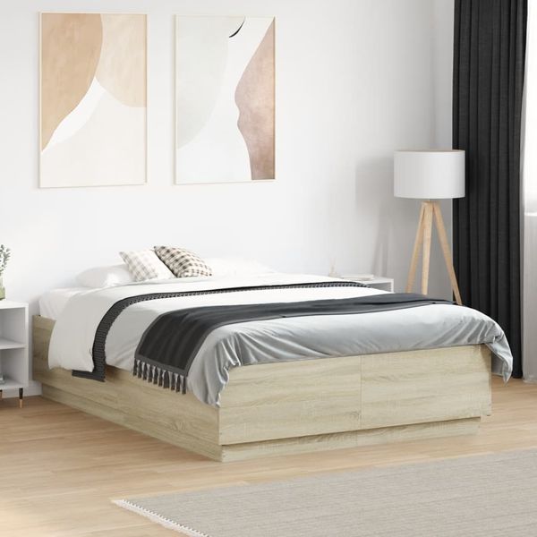 vidaXL Posteľný rám dub sonoma 140x190 cm kompozitné drevo