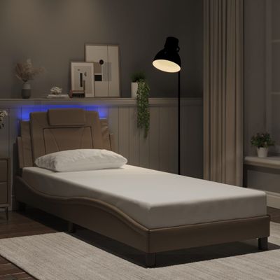 vidaXL Rám postele, Viana, s LED bez matraca, kapučínový 80x200 cm