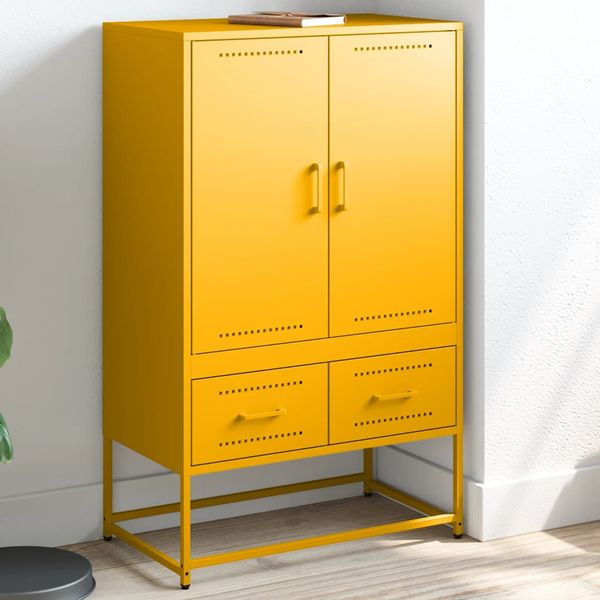 vidaXL Vysoká skrinka horčicovožltá 68x39x111,5 cm oceľ