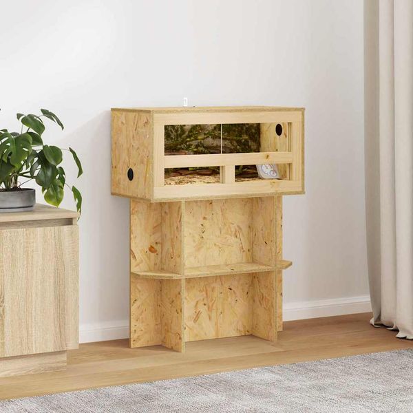 vidaXL Základňa terária s poličkou Hnedá 60 x 30 x 50 cm OSB