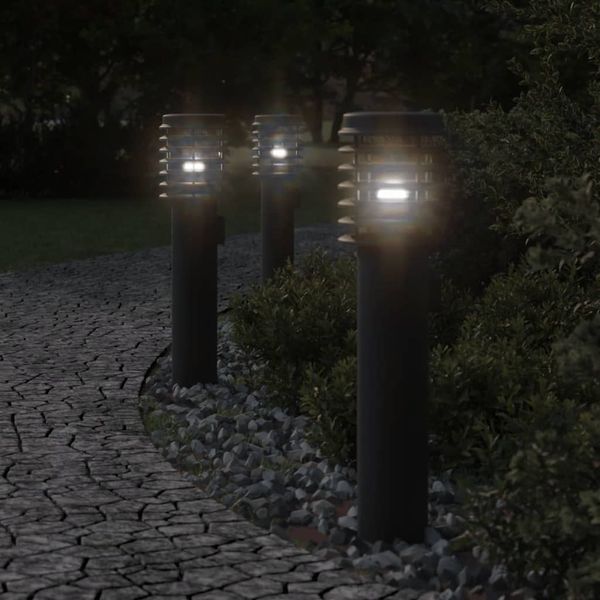vidaXL Vonkajšie stojace lampy zásuvka 3 ks čierne 60 cm nehrdz. oceľ