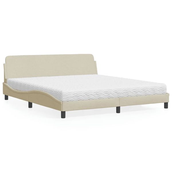 vidaXL Posteľ s matracom Dover krémová 180x200 cm látka