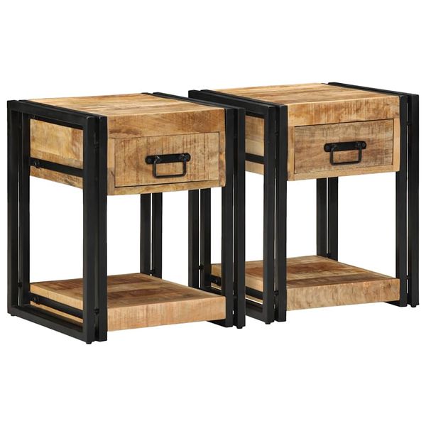 vidaXL Nočné stolíky 2 ks 40x40x50 cm masívne surové drevo mango