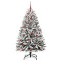 vidaXL Umelý Sklápací Vianočný Stromček 150 LED Zelená a biela 150 cm
