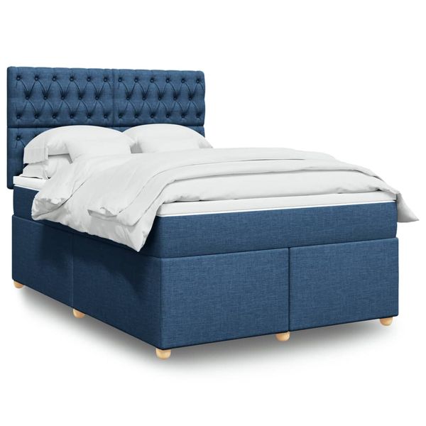 vidaXL Posteľný rám boxspring s matracom modrý 140x200 cm látka