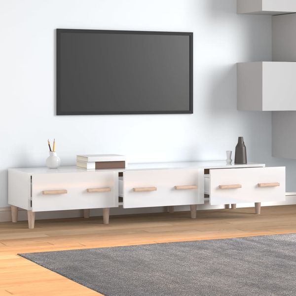 vidaXL TV skrinka lesklá biela 150x34,5x30 cm spracované drevo