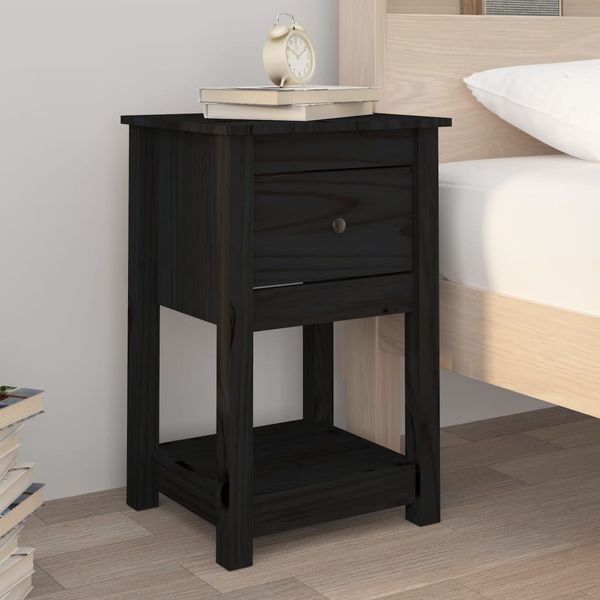 vidaXL Nočný stolík čierny 40x35x61,5 cm masívne borovicové drevo