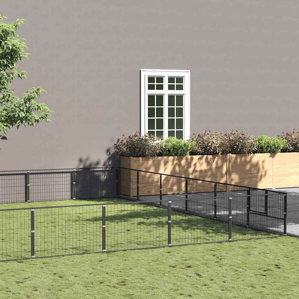 vidaXL Koterec pre psy čierny 42 m² oceľ