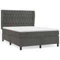 vidaXL Posteľný rám boxspring s matracom tmavosivý 140x200 cm zamat