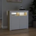 vidaXL Komoda s LED svetlami biela a dub sonoma 80x35x75 cm