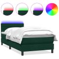 vidaXL Posteľný rám boxsping s matracom a LED tmavozelený 100x210 cm zamat