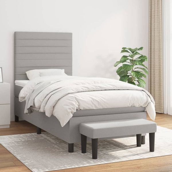 vidaXL Posteľný rám boxsping s matracom bledosivý 80x200 cm látka