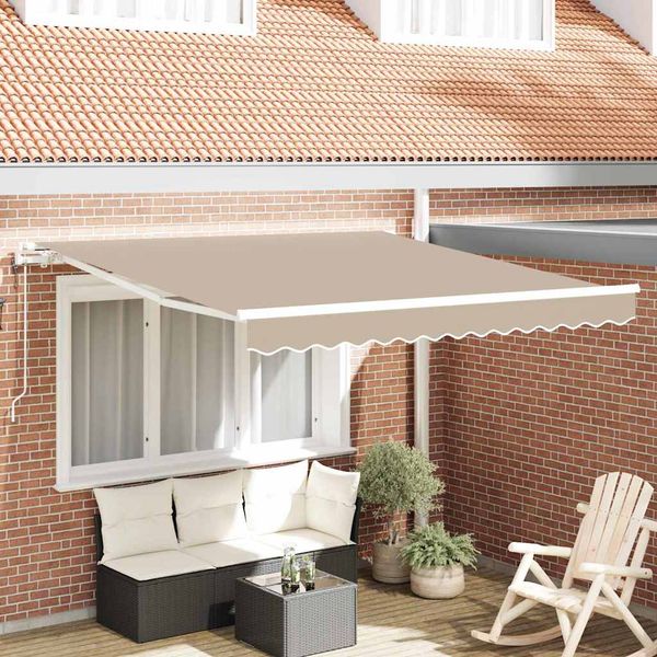 vidaXL Sklopná markíza Béžová 300 x 250 cm Tkanina a hliník