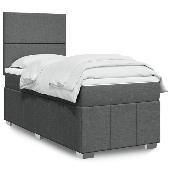 vidaXL Boxspring posteľ s matracom tmavosivá 100x200 cm látka