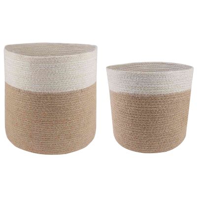 vidaXL Súprava kvetináčov 2 pcs Prírodná a biela Ø 28 x 28 cm