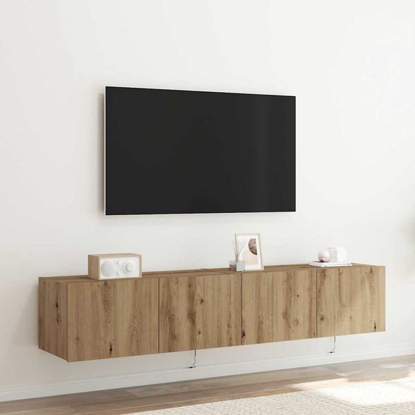 vidaXL TV nástenná skriňa s LED 2 pcs Remeselný dub 80 x 35 x 31 cm