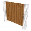 vidaXL Záhradný plotový panel+gabiónové stĺpiky, borovica 180x180 cm
