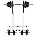 vidaXL Stojan na drepy so sadou činiek barbell a dumbbell 60,5 kg