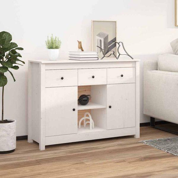 vidaXL Komoda biela 100x35x74,5 cm borovicový masív