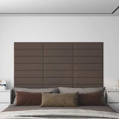 vidaXL Nástenné panely 12 ks sivohnedé 60x15 cm látkové 1,08 m²