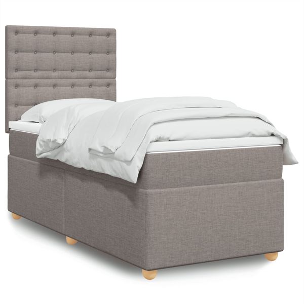 vidaXL Posteľný rám boxsping s matracom sivohnedý 90x200 cm látka