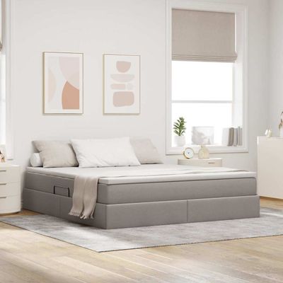 vidaXL Postel s úložným prostorem a matrací Sivohnedá 160 x 200 cm