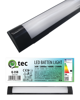Q-35B 36W LED BATTEN LIGHT podlinkové svetlo - čierne QTEC 120cm