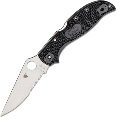 Spyderco C258PSBK Strech 2 XL vreckový nôž 10 cm, Satin, Leafshape, čierna, FRN