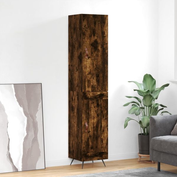 vidaXL Vysoká skrinka dymový dub 34,5x34x180 cm spracované drevo