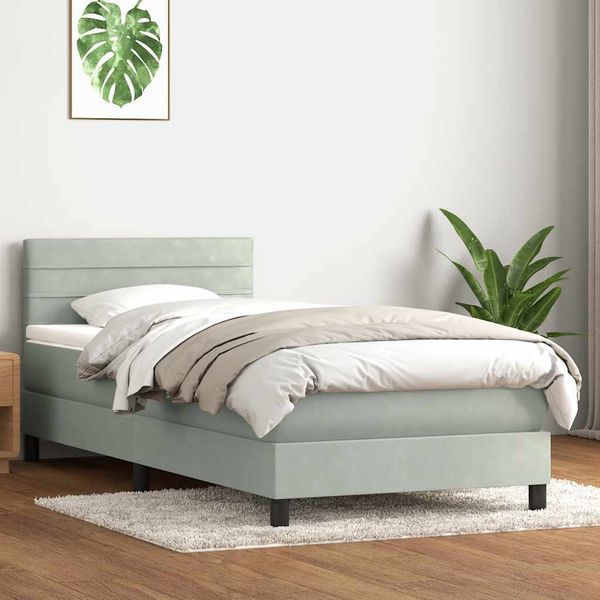 vidaXL Box Spring Posteľ s matracom Svetlosivá 90x210 cm Zamat