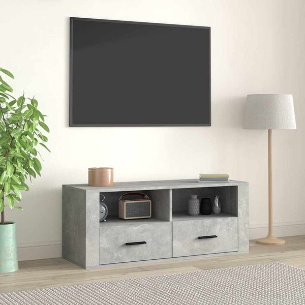 vidaXL TV skrinka betónová sivá 100x35x40 cm spracované drevo