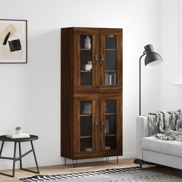 vidaXL Vysoká skrinka hnedý dub 69,5x34x180 cm spracované drevo