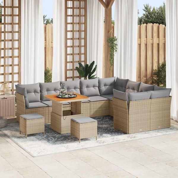 vidaXL Súprava záhradných pohoviek 12 pcs Béžová polyratan