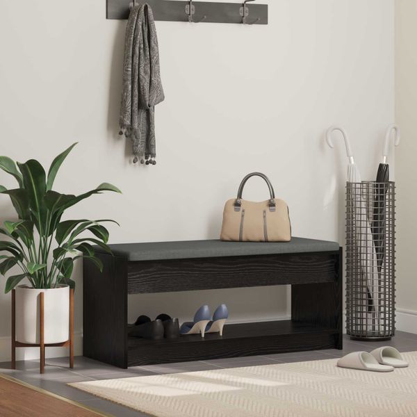 vidaXL Predsieňová lavica s vankúšom Čierny Dub 103 x 38 x 45 cm